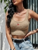 U Neck Mohair Cherry Embroidery Cropped Tank Top Xl Light coffee
