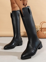 U-notched Back Zip Knee High Boots