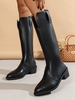 U-notched Back Zip Knee High Boots
