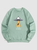 UFO Graphic Pattern Warmth Fleece-lined Sweatshirt Xxl Light green