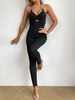 Underboob Ribbed Sleeveless Jumpsuit L Black