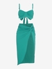 Underwire Bralette and Thigh Slit Twist Skirt Set L Green