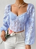 Underwire Bustier Boning Corset-style Sheer Lace Top S Light blue