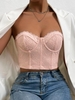 Underwire Bustier Lace Overlay Tube Top L Light pink