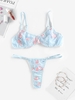 Underwire Embroidered Lingerie Bra Set S Light blue