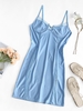 Underwire Lace Panel Bodycon Dress S Blue