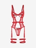 Underwire Lingerie Garter Harness Teddy M Red