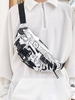 Unisex Checkerboard Animal Graphic Buckle Decor Fanny Pack