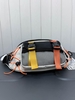 Unisex Colorblock Buckle Lace-up Waist Bag with Bag Charm