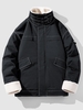 Unisex Drop Shoulder Buckle Shearling Coat L Black