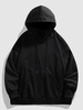 Unisex Solid Color Pocket Bracelet Sleeves Basic Hoodie 2xl Black