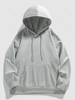 Unisex Solid Color Pocket Bracelet Sleeves Basic Hoodie 2xl Gray