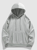 Unisex Solid Color Pocket Bracelet Sleeves Basic Hoodie M Gray