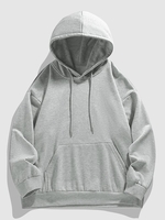 Unisex Solid Color Pocket Bracelet Sleeves Basic Hoodie M Gray