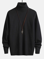 UNISEX Turtleneck Solid Color Skin Friendly Basic Pullover Sweater Warmth Winter Essentials Jumper L Black