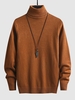 UNISEX Turtleneck Solid Color Skin Friendly Basic Pullover Sweater Warmth Winter Essentials Jumper L Coffee