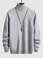 UNISEX Turtleneck Solid Color Skin Friendly Basic Pullover Sweater Warmth Winter Essentials Jumper L Dark gray