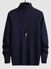 UNISEX Turtleneck Solid Color Skin Friendly Basic Pullover Sweater Warmth Winter Essentials Jumper L Deep blue