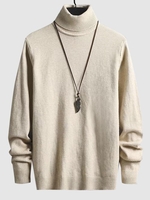 UNISEX Turtleneck Solid Color Skin Friendly Basic Pullover Sweater Warmth Winter Essentials Jumper L Light coffee