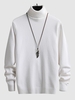UNISEX Turtleneck Solid Color Skin Friendly Basic Pullover Sweater Warmth Winter Essentials Jumper L White