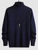 UNISEX Turtleneck Solid Color Skin Friendly Basic Pullover Sweater Warmth Winter Essentials Jumper M Deep blue