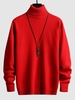 UNISEX Turtleneck Solid Color Skin Friendly Basic Pullover Sweater Warmth Winter Essentials Jumper M Red