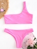 Unlined One Shoulder Bikini Set M Hot pink