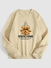 UPSIDE DOWN Bear Graphic Fleece Thermal Lined Pullover Sweatshirt L Light coffee
