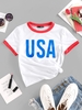 USA Graphic Ringer T Shirt Xl White