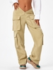 V Front Wide Leg Cargo Pants M Coffee