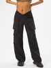 V Front Wide Leg Cargo Pants S Black