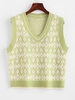 V Neck Geo Sweater Vest Pistachio green