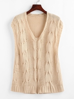 V Neck Jacquard Sweater Vest L Light coffee