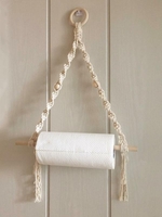 Wall Hanging Hand-woven Rope Macrame Tassel Wooden Stick Rack