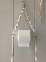 Wall Hanging Hand-woven Rope Macrame Tassel Wooden Stick Rack
