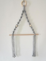 Wall Hanging Hand-woven Rope Macrame Tassel Wooden Stick Rack