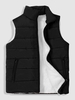 Warm Fleece Lined Quilted Padded Gilet Vest L Black