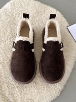 Warm Thermal Faux Shearling Lined Buckle Loafers Flat Shoes