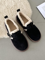 Warm Thermal Faux Shearling Lined Buckle Loafers Flat Shoes