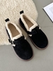 Warm Thermal Faux Shearling Lined Buckle Loafers Flat Shoes