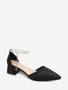 Water Drop Pattern Faux Pearl Ankle Strap Pumps