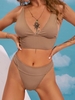 Women Tankinis ZAFUL Ribbed Plunging High Leg Tankini Swimwear Xxl Coffee