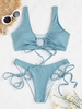 Women Tankinis ZAFUL Ribbed Tie Cutout Crop Tankini Swimwear Xxl Light blue