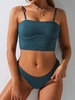 Women Tankinis ZAFUL Ribbed Underwire High Leg Tankini Swimwear Xxl Deep green