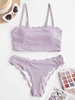 Women Tankinis ZAFUL Scalloped Ribbed Cami Tankini Swimwear S Light purple