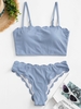 Women Tankinis ZAFUL Scalloped Ribbed Cami Tankini Swimwear Xl Light blue