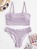 Women Tankinis ZAFUL Scalloped Ribbed Cami Tankini Swimwear Xl Light purple