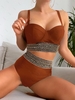 Women Tankinis ZAFUL Sequined Push Up Underwire High Rise Tankini Swimwear Xl Coffee