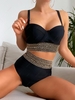 Women Tankinis ZAFUL Sequined Push Up Underwire High Rise Tankini Swimwear Xxl Black