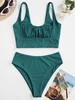 Women Tankinis ZAFUL Square Ribbed Ruched Tankini Swimwear 2xl Greenish blue